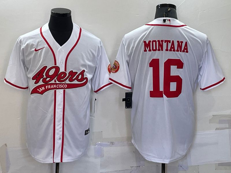 Men San Francisco 49ers 16 Montana White 2022 Nike Co branded NFL Jerseys